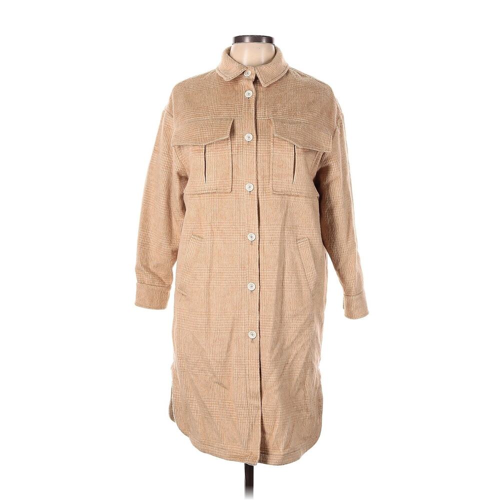 Eleventy Wool Blend Button Front Longline Coat Size 12 Sand Beige New with tags